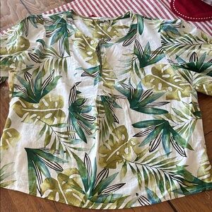 Sigrid Olsen Tropical Leaf Print Blouse